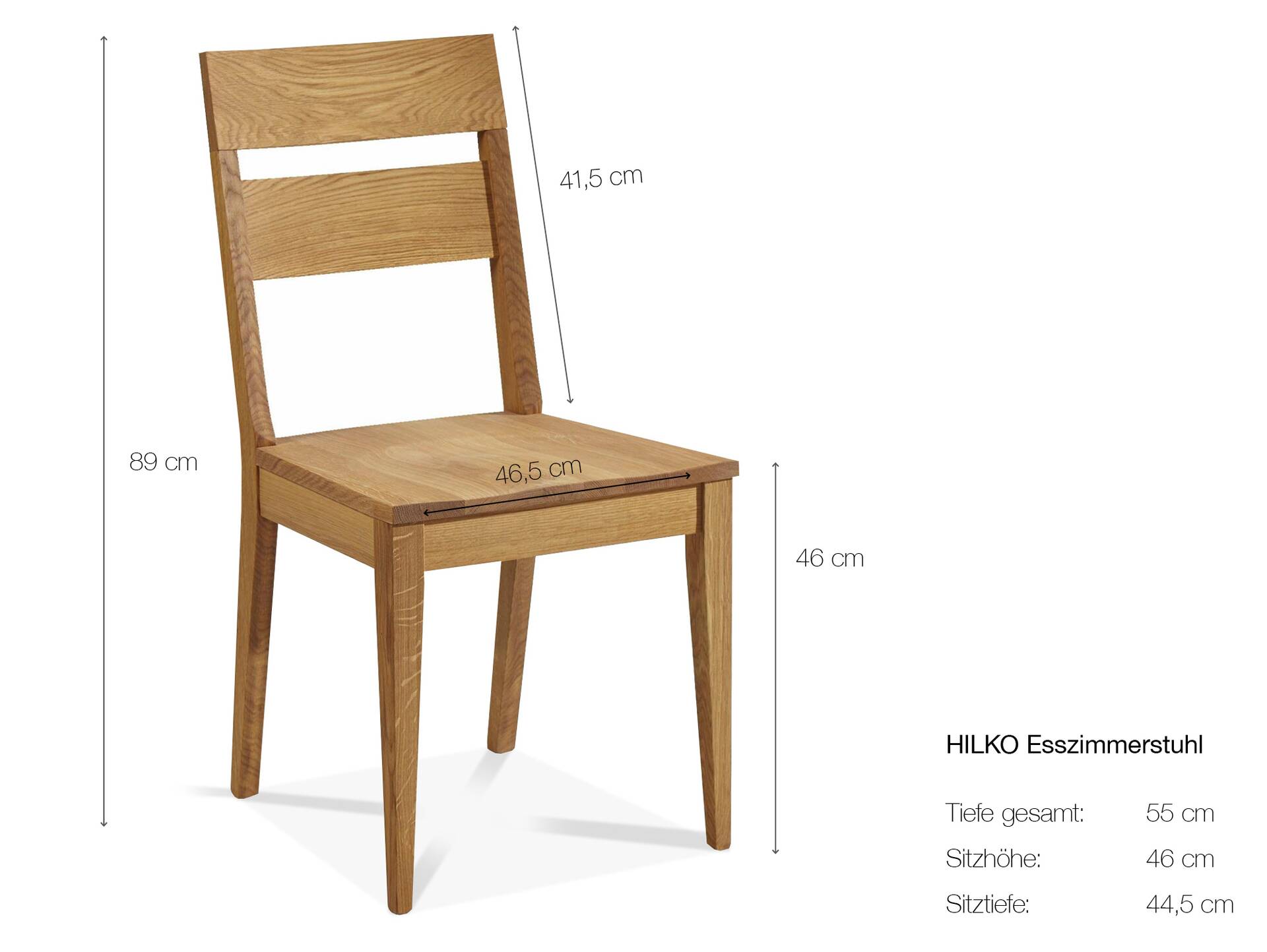 HILKO Esstischstuhl, Material Massivholz, Eiche lackiert