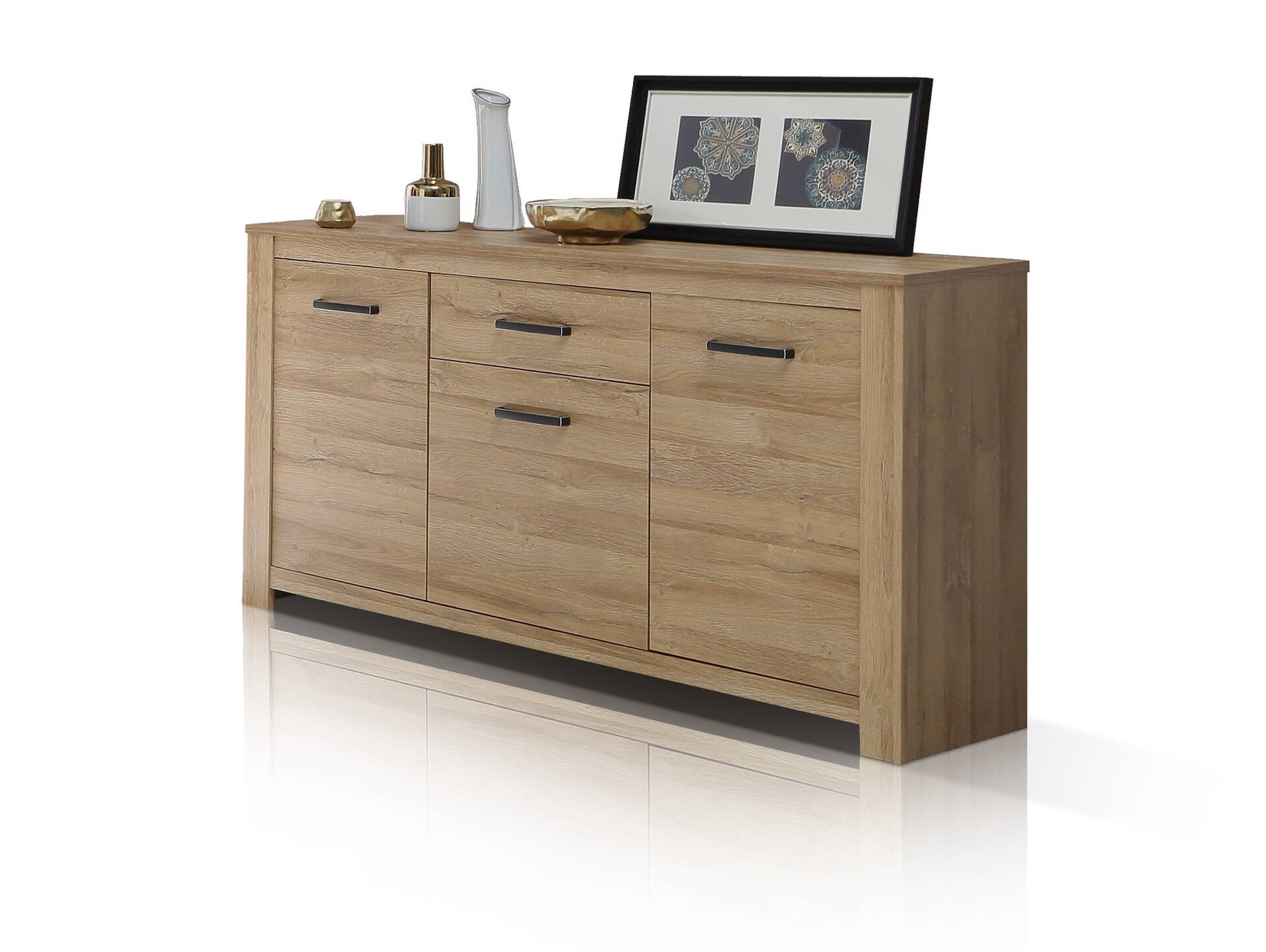 HUDSON Sideboard 3 Türen+1 Schubkasten, Material Dekorspanplatte, alteichefarbig 