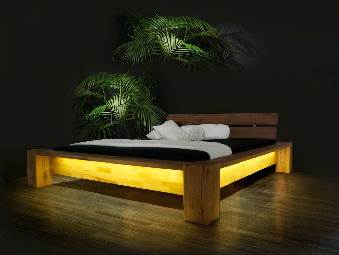 PRINZ JAGUAR Doppelbett / Massivholzbett Sumpfeiche 