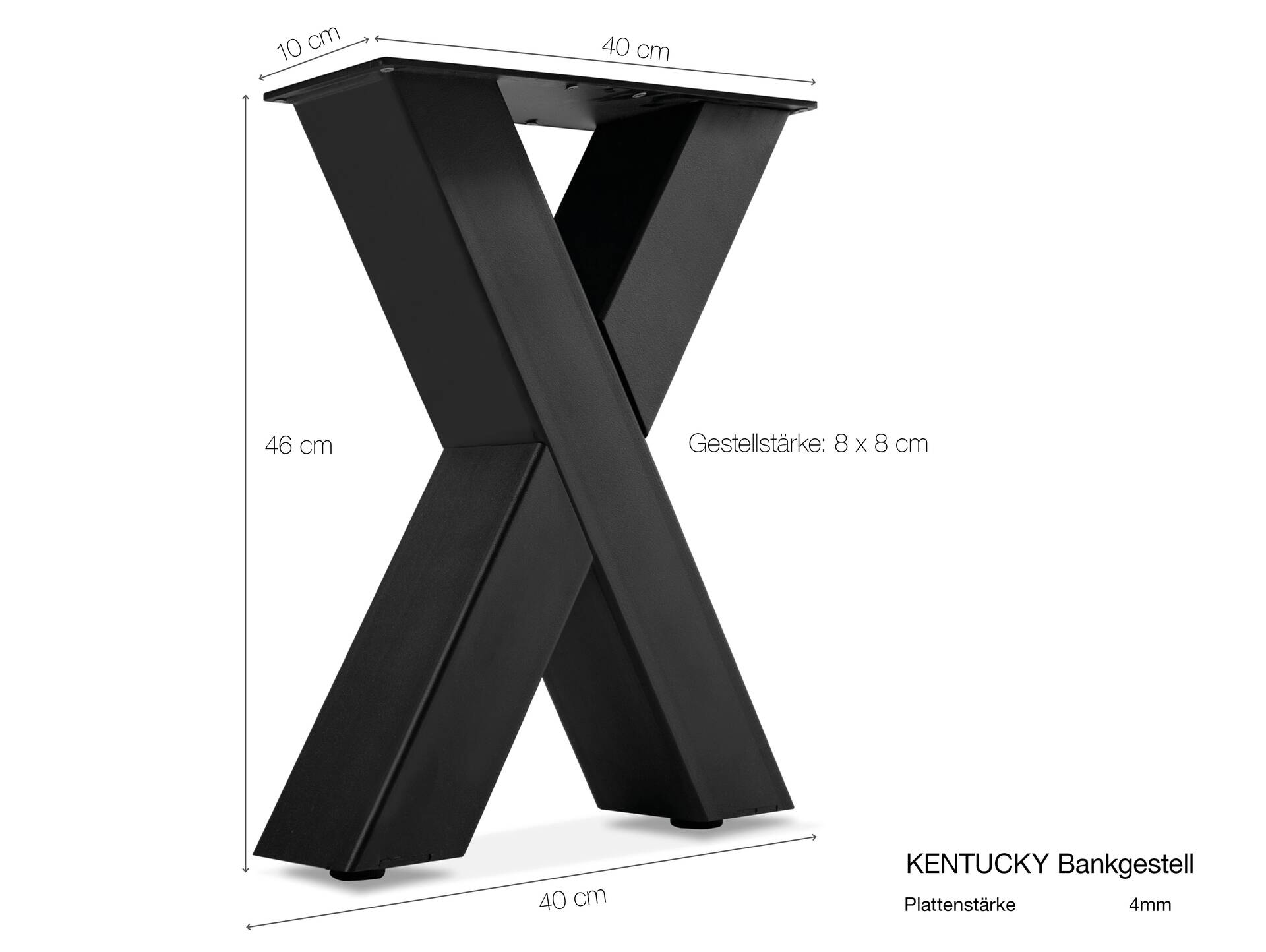 1 PAAR X-Beine für Bank, 46x40 cm, Material Stahl, schwarz 