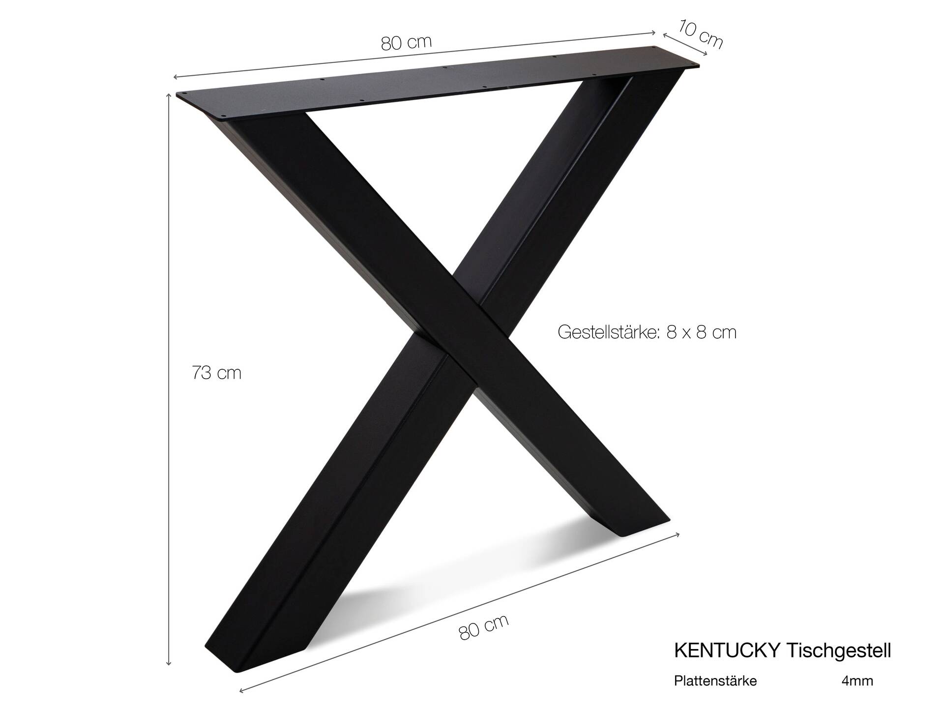 X-Bein für Esstisch, Material Stahl, schwarz 80 cm