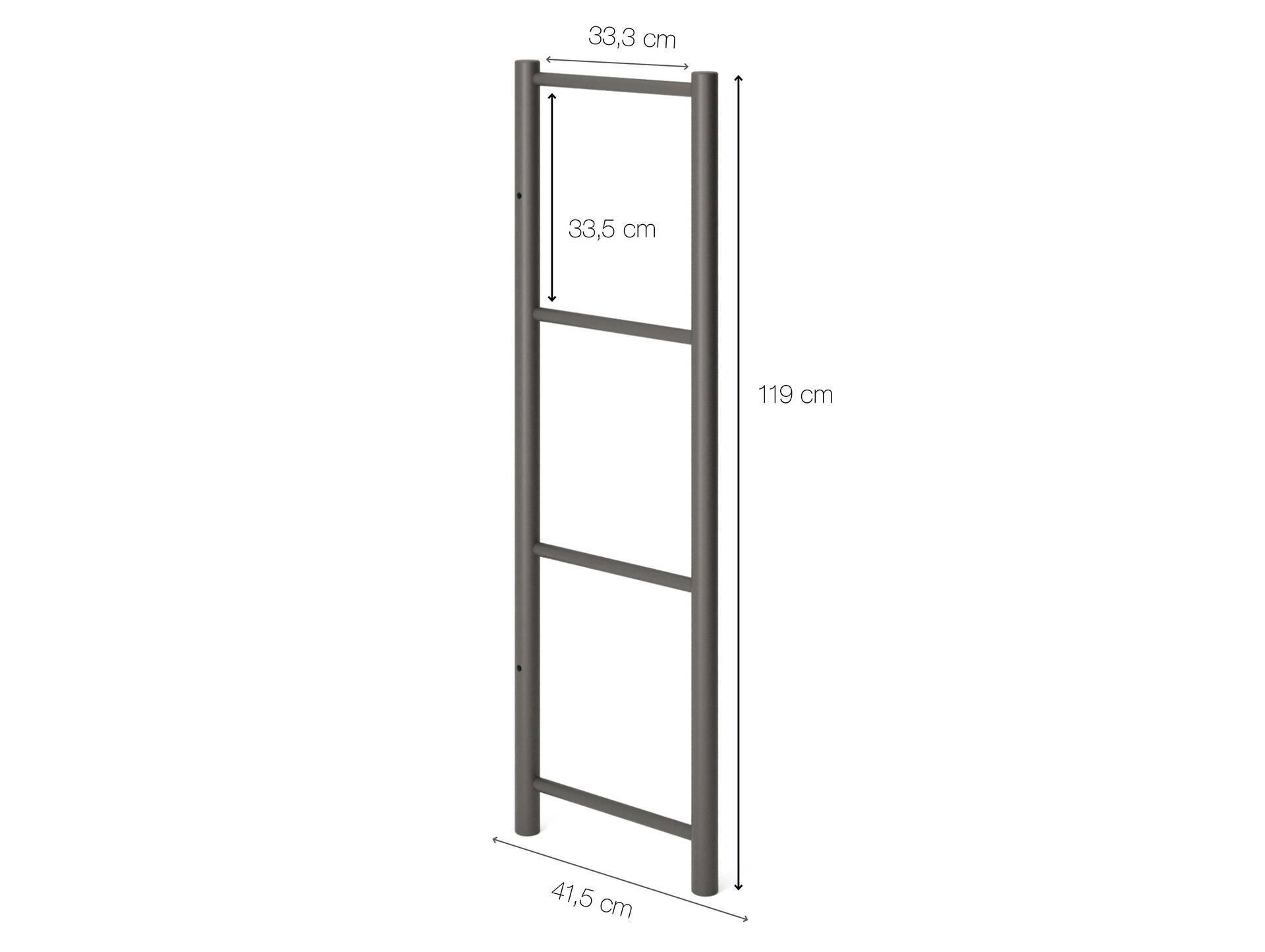 LIVERPOOL Seitenteil, Material Metall schwarz matt, verschiedene Größen erhältlich 119 cm - für 4 Böden