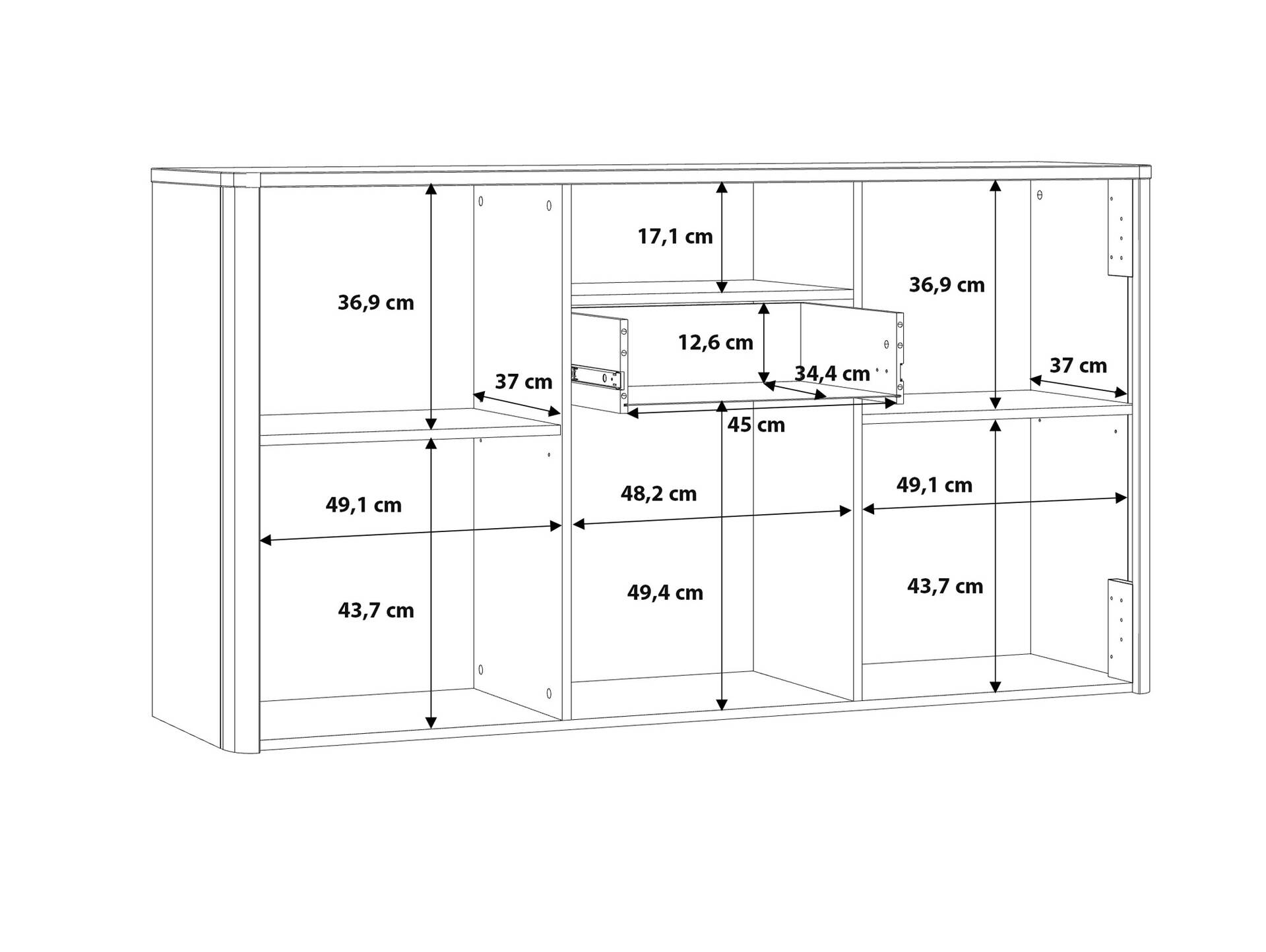 LORDANA Sideboard II, Material Spanplatte, Artisan Eiche Nachbildung/grau 