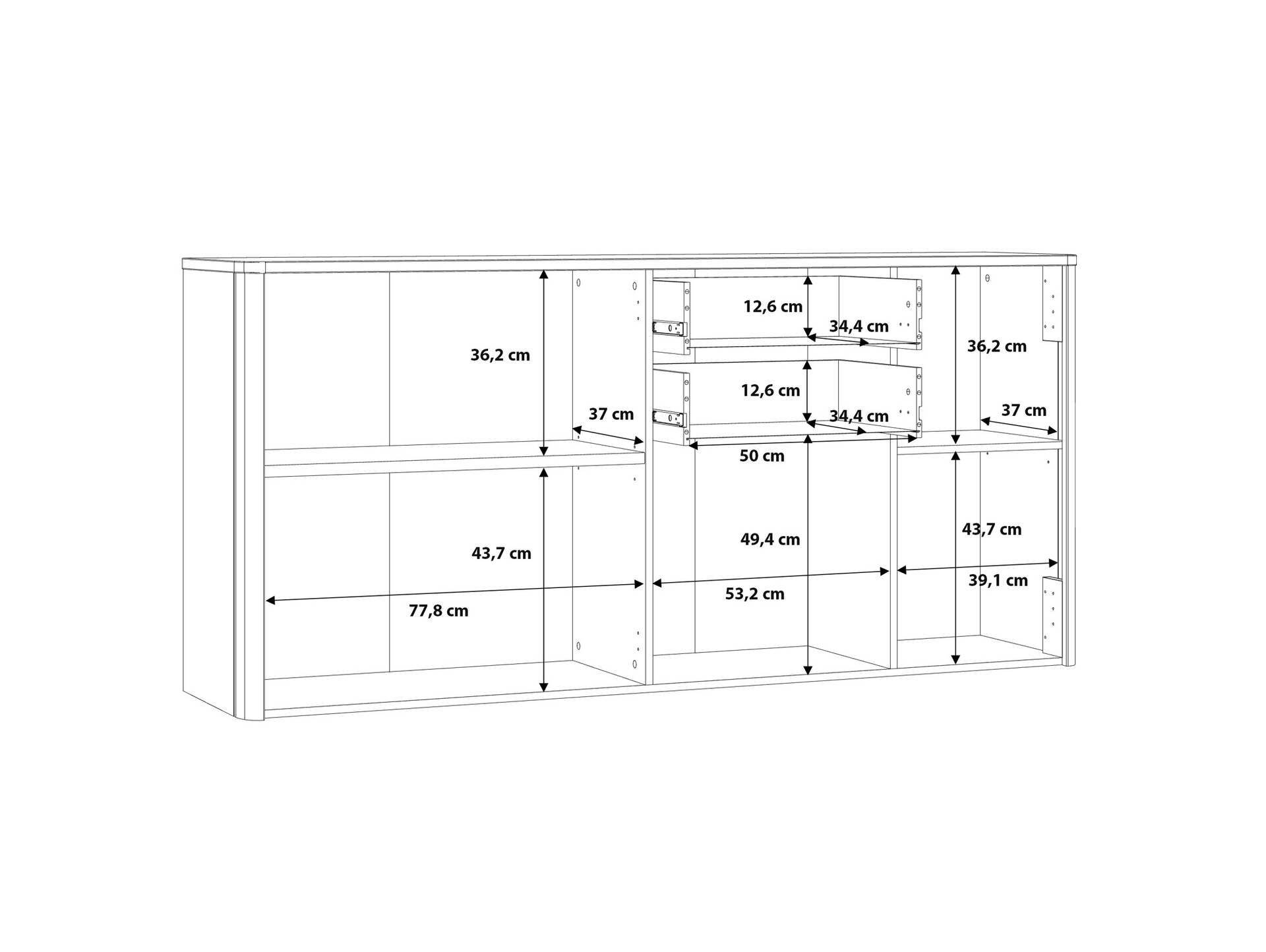 LORDANA Sideboard I, Material Spanplatte, Artisan Eiche Nachbildung/grau 