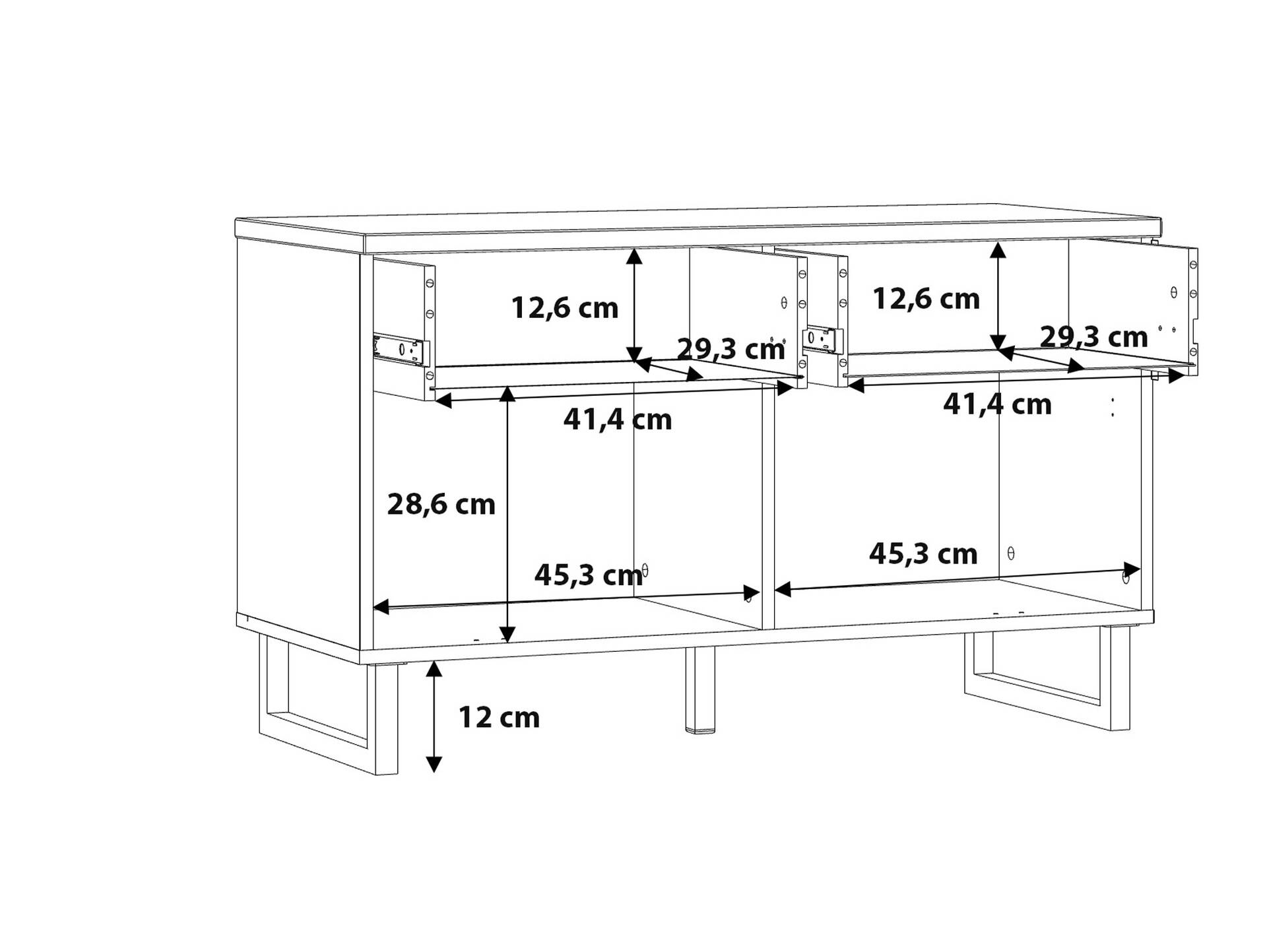 LORDANA TV-Element, Material Spanplatte, Artisan Eiche Nachbildung/grau 