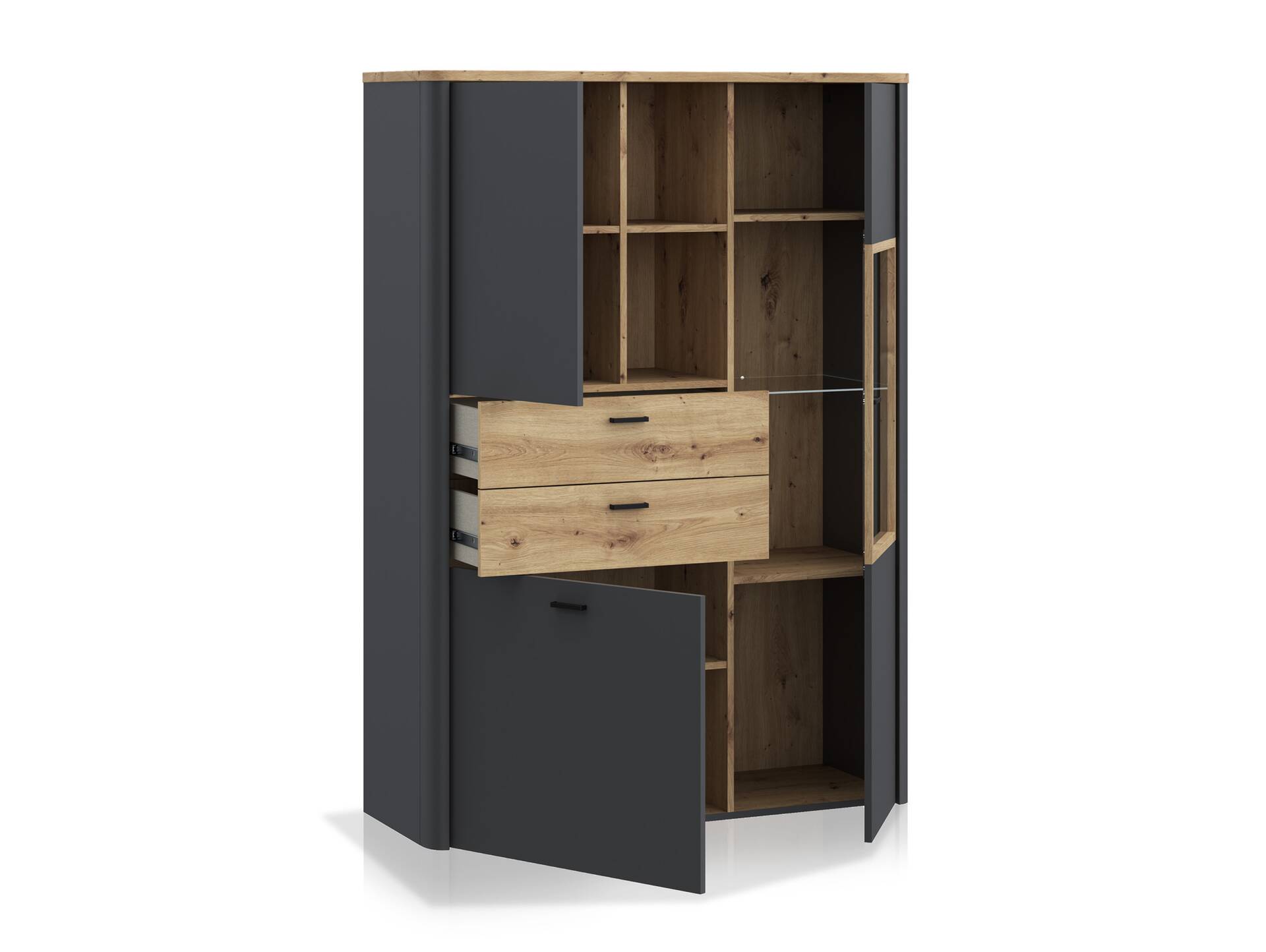 LORDANA Highboard, Material Spanplatte, Artisan Eiche Nachbildung/grau 