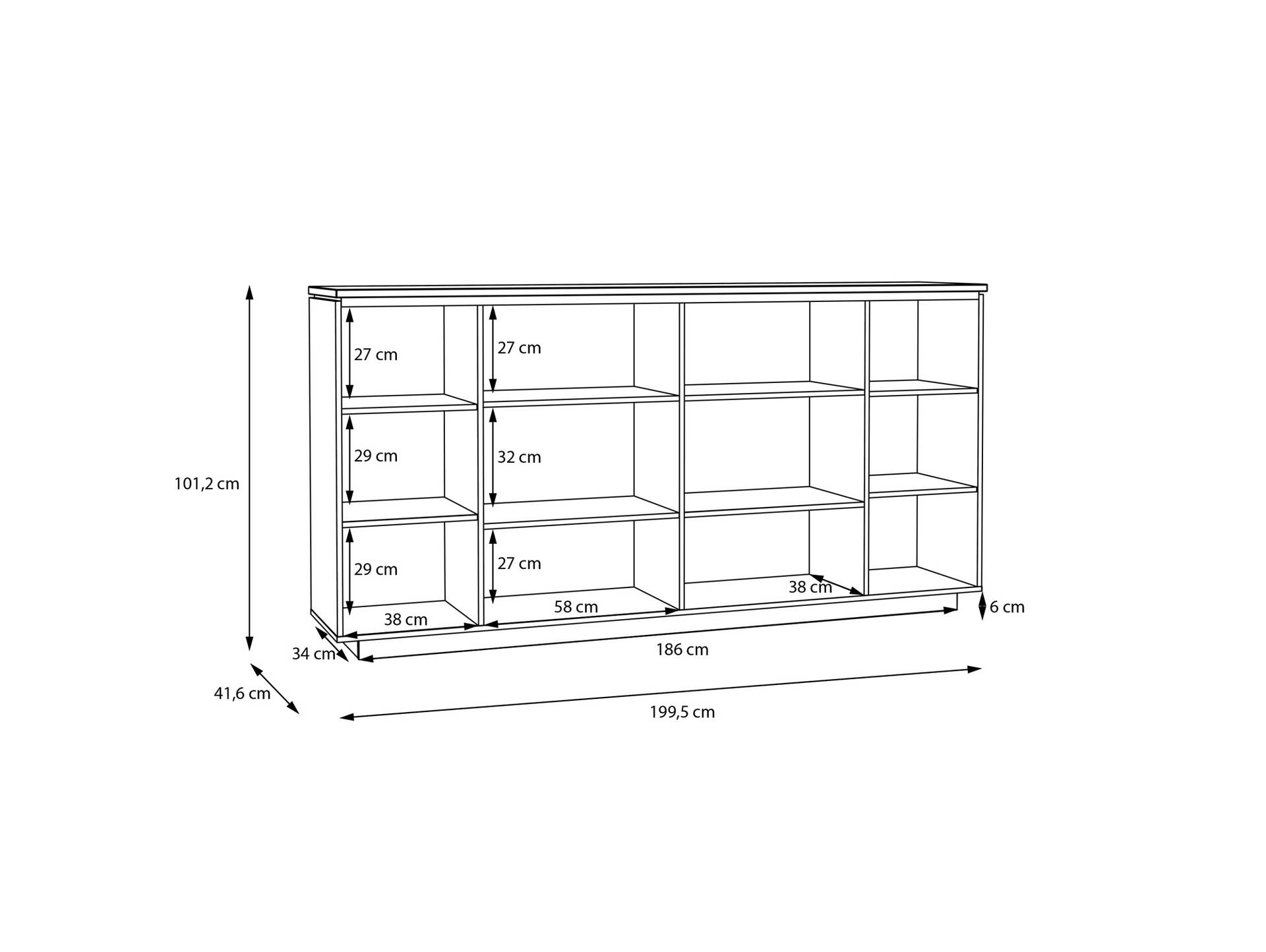 LEANDRO Highboard , Material Spanplatte, Dekor Sand/Artisan Eichefarbig 
