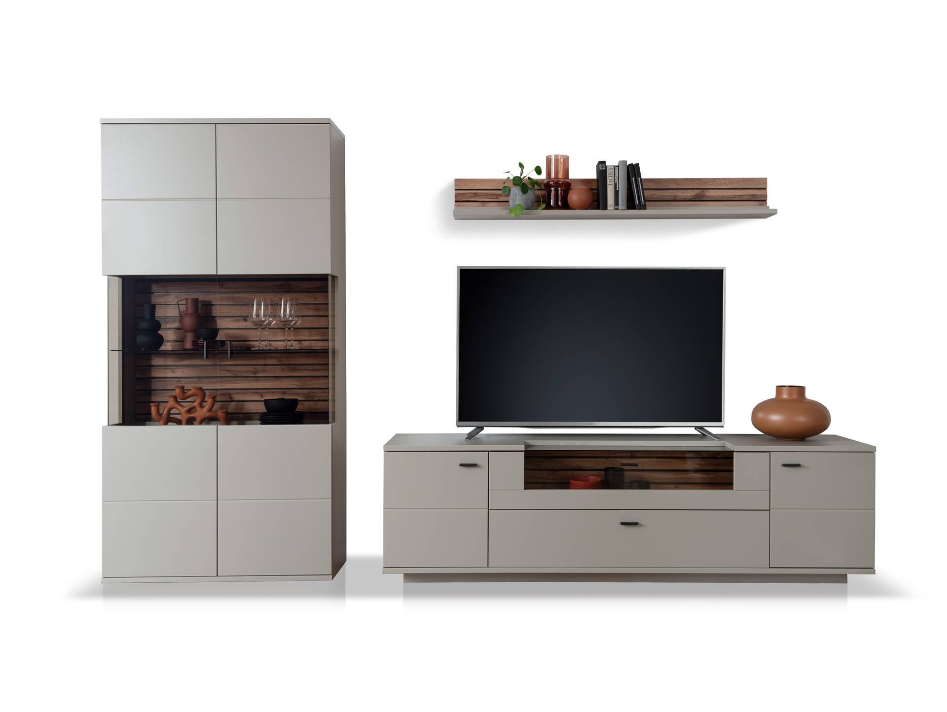 LUZERN TV-Element, Material Dekorspanplatte, basaltfarbig/eichefarbig 