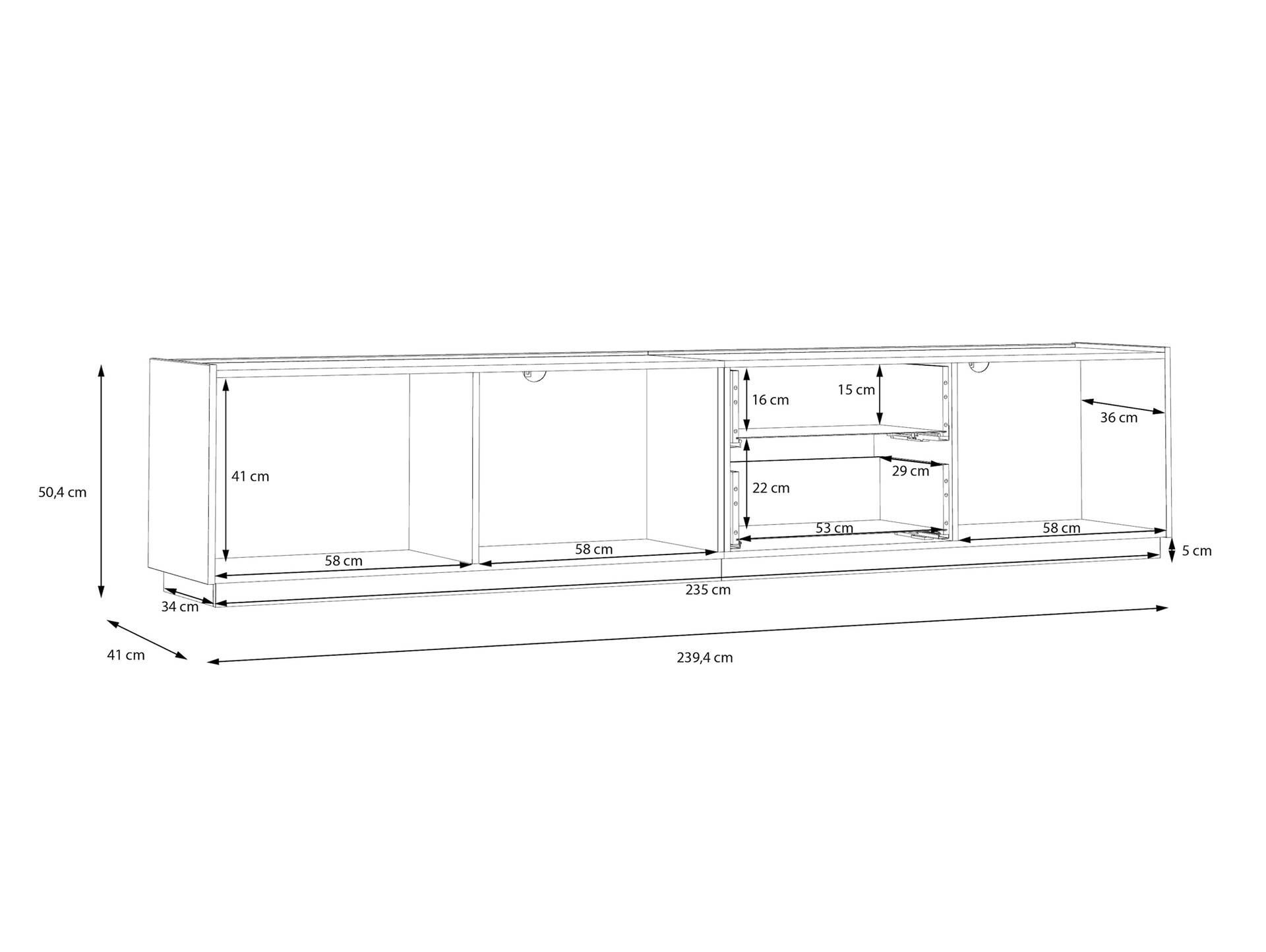 LENNOX TV-Board I, Material Dekorspanplatte, lichtgrau/Valencia Oak Dekor 