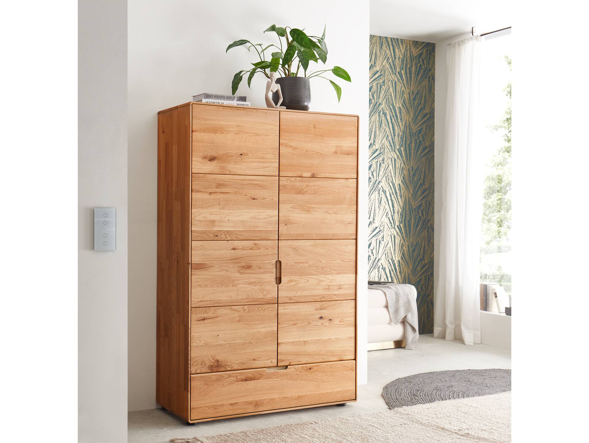 ANDINO Highboard/Wäscheschrank, Material Massivholz, Wildeiche geölt 