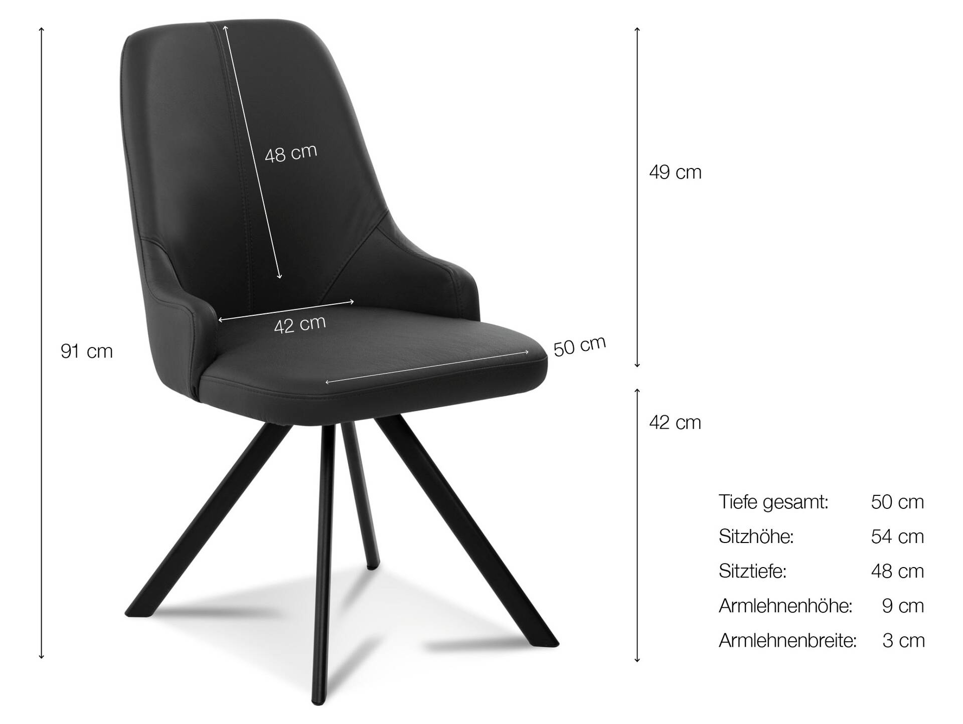 MIRINDA 2er SET Schalenstühle, Gestell Eisen schwarz ohne Drehfunktion | Stoff | anthrazit