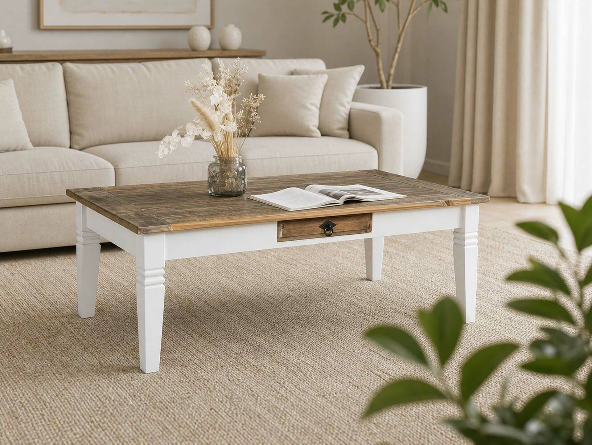NOTTINGHAM Couchtisch, recyceltes Altholz, teilmassiv 