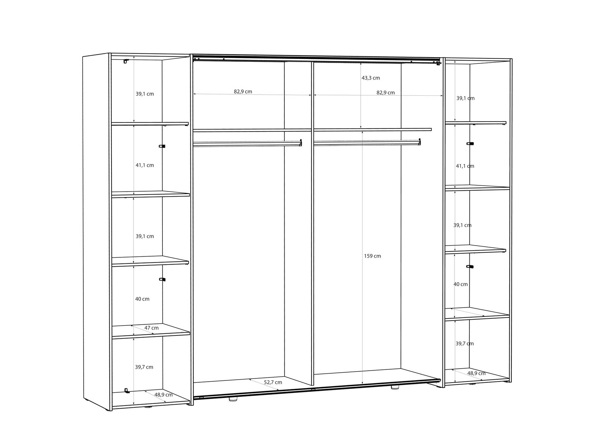 NEILA Drehtüren-/Schiebetürenschrank, Material Dekorspanplatte sand
