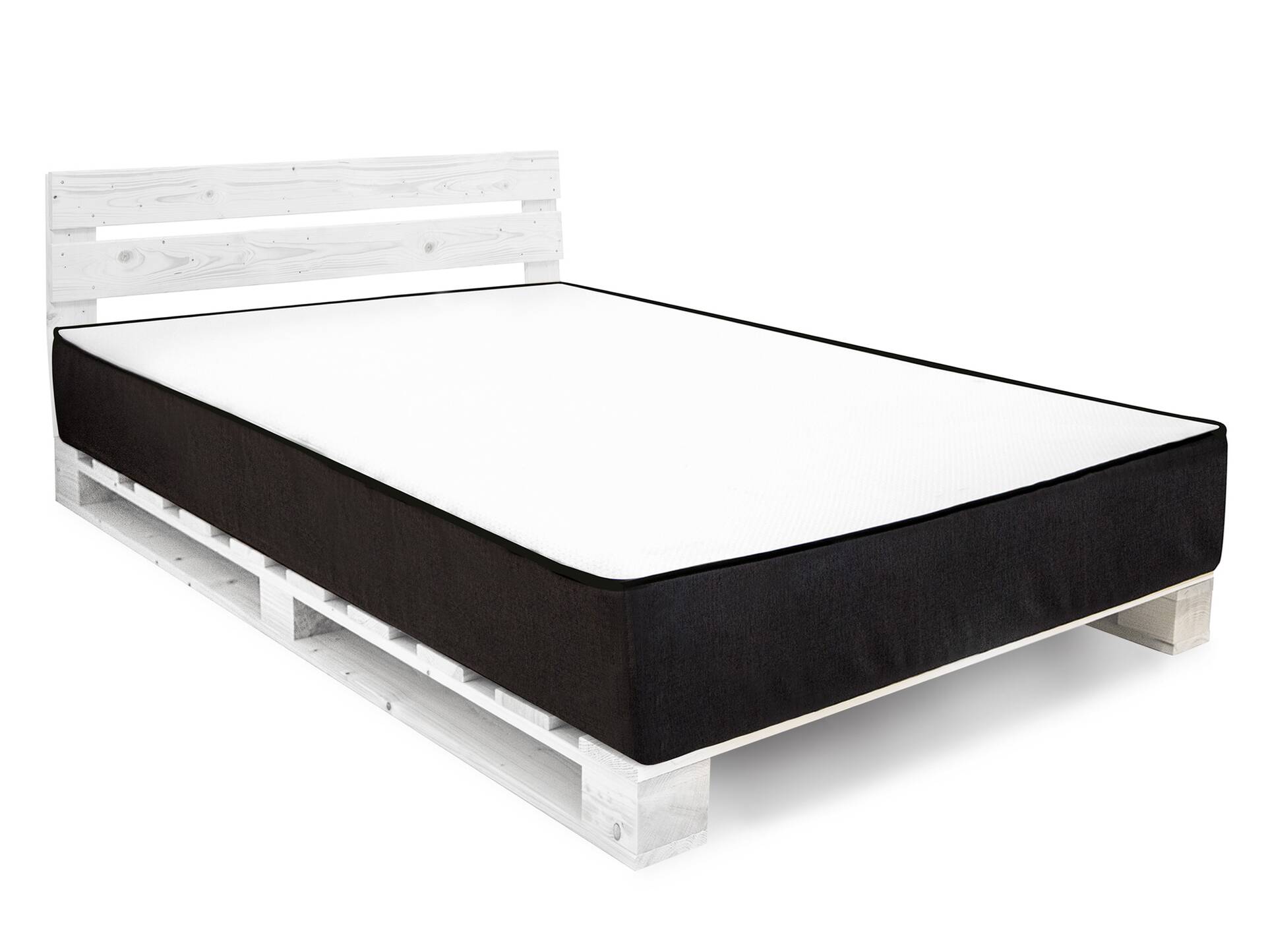 PALETTI Massivholzbett / Palettenbett inklusive Kopfteil 90 x 200 cm | Fichte weiss