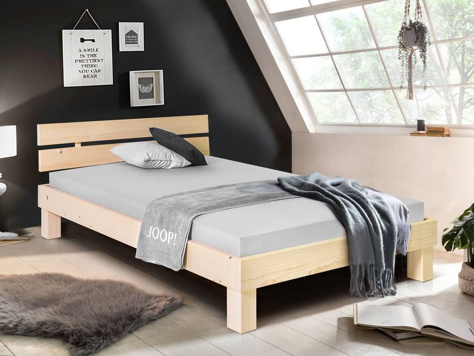PUMBA Massivholzbett mit Kopfteil, Material Massivholz, Fichte 90 x 200 cm | natur | Standardhöhe