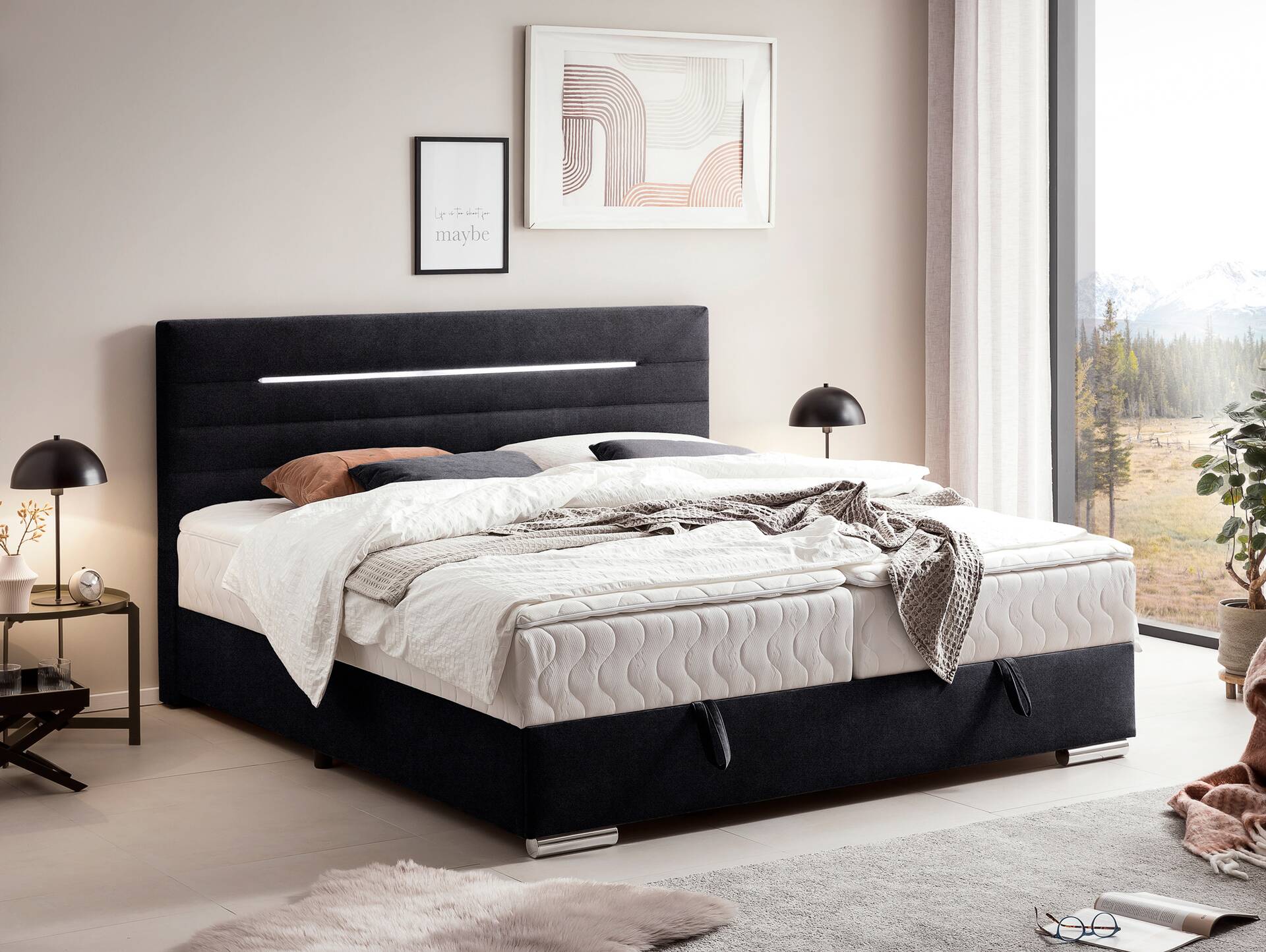 SOLAICA Boxspringbett mit Bettkasten, Härtegrad 3 