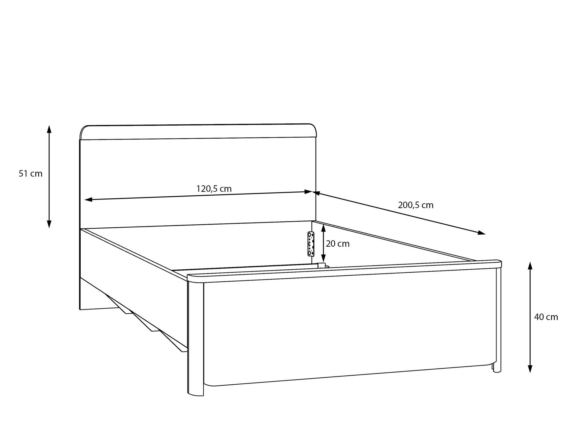 SPARKI Jugendbett 120x200 cm, Material Dekorspanplatte, Grau/Catania Eichefarbig 