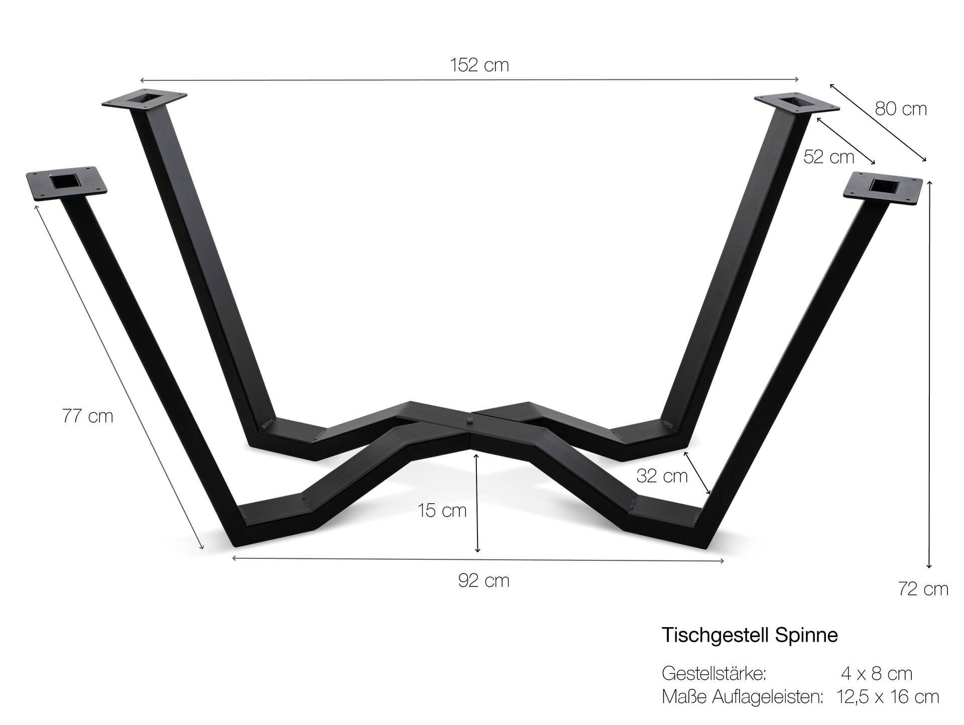 MARYLAND Massivholztisch mit Gestell SPINNE, Material Eiche/Metallgestell 