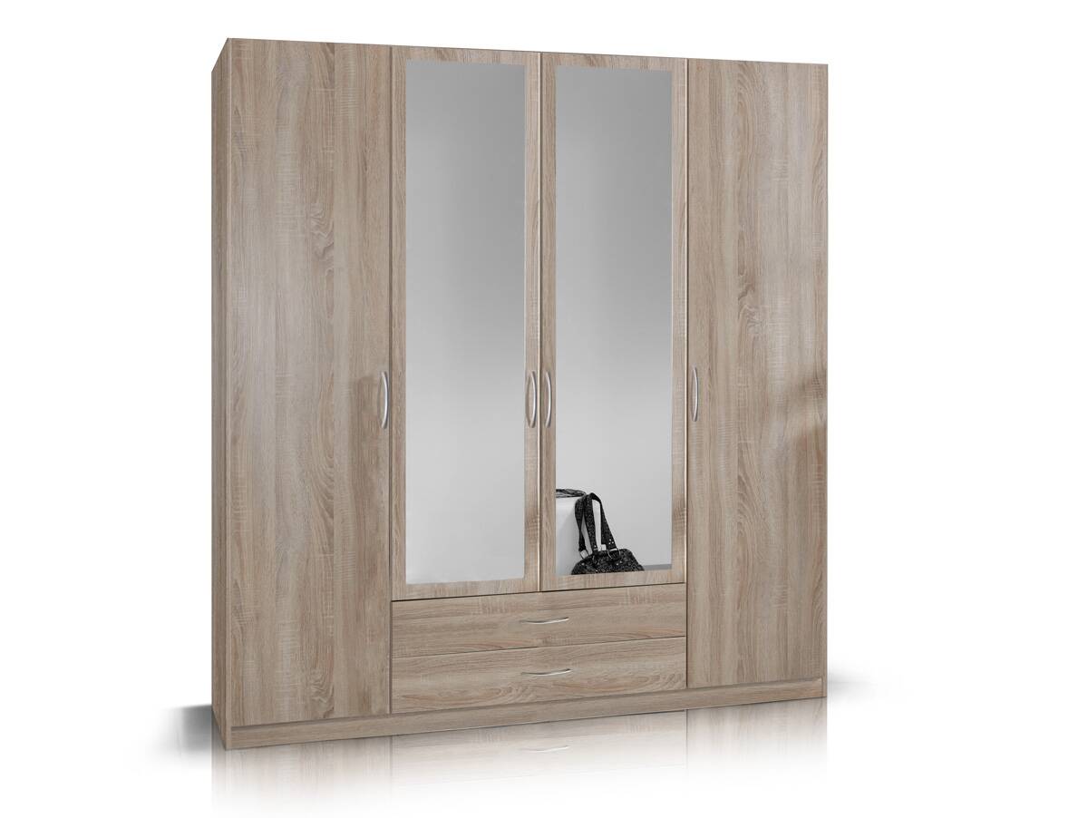 SWEN Kleiderschrank mit Spiegel, Material Dekorspanplatte 