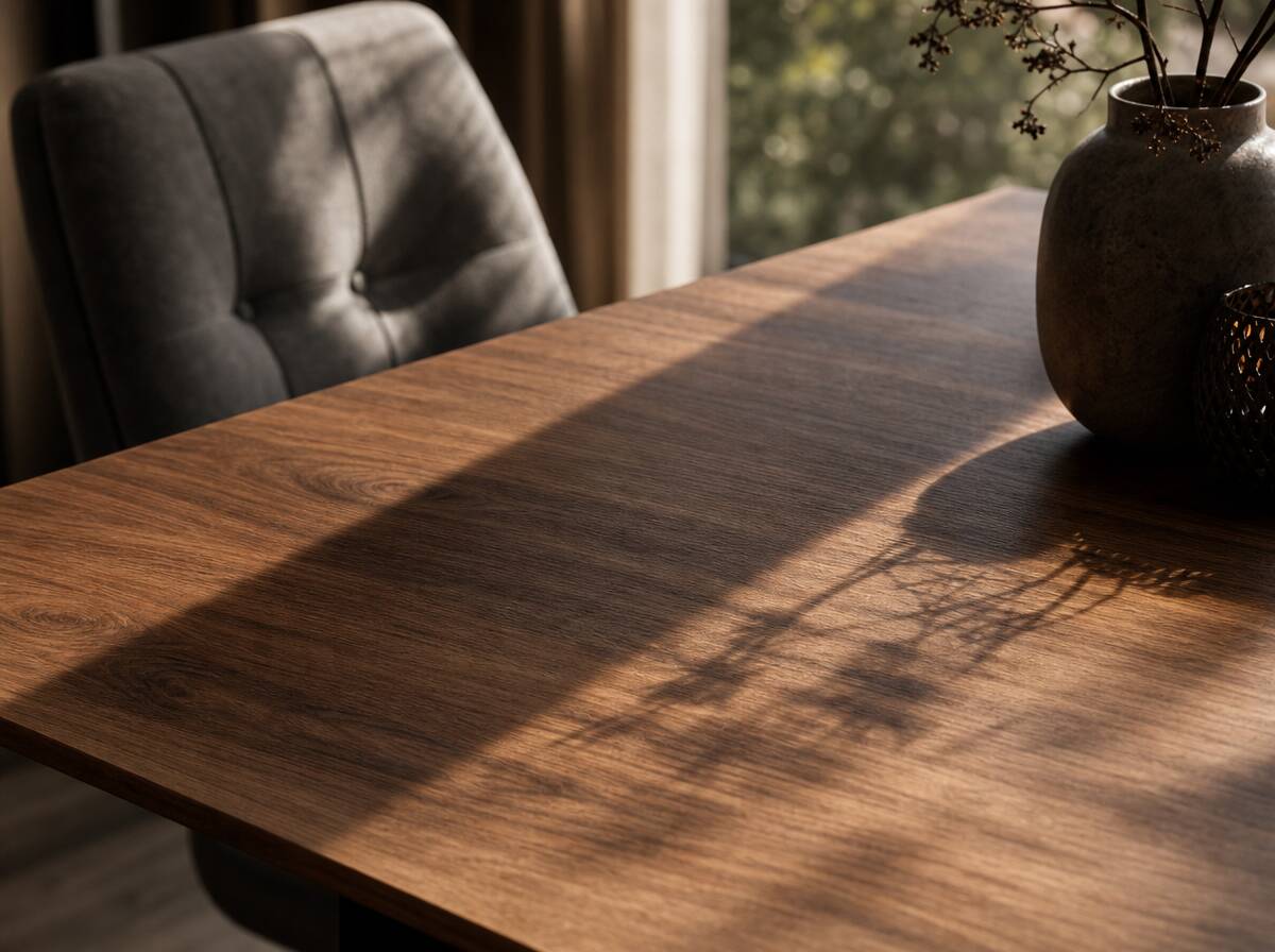 TAMIRO Esstisch ausziehbar, Material Massivholz/Metall, Nussbaum geölt 180/265 x 100 cm