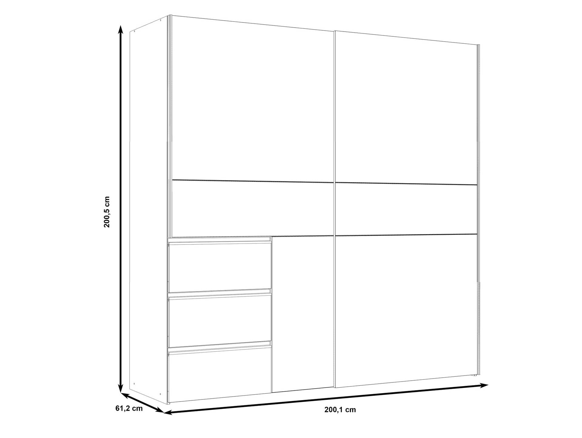 CESSANDRA Schwebetürenschrank, Material Dekorspanplatte Artisan eichefarbig / grau