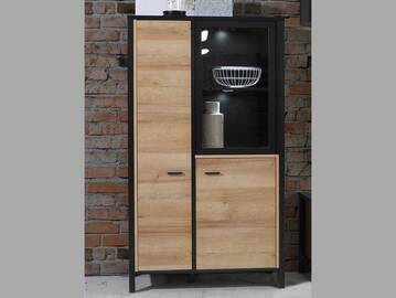 HAVANO Highboard II, Material Dekorspanplatte, Riviera Eichefarbig/schwarz 