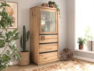 CALDERA Highboard IV, Material Massivholz, Wildeiche geölt