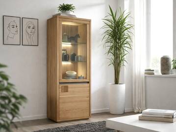 CALDERA Vitrine I, Material Massivholz, Wildeiche geölt