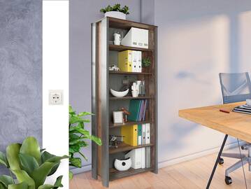 CASSIA Büroregal 6 Böden, Material Dekorspanplatte, Old Wood Vintage/betonfarbig 