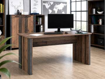 CASSIA Schreibtisch 153 cm, Material Dekorspanplatte, Old Wood Vintage/betonfarbig