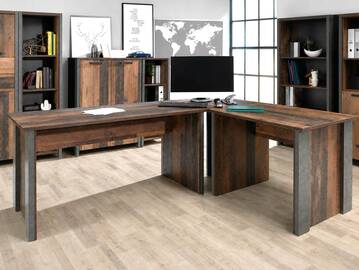 CASSIA Winkelkombination, Material Dekorspanplatte, Old Wood Vintage/betonfarbig