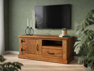EVERGLADE TV-Board I, Material Massivholz, Kiefer eichefarbig