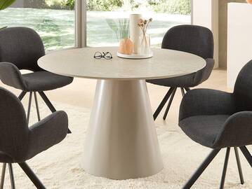 GIANNI Esstisch rund, Material MDF, Steinoptik, grau 