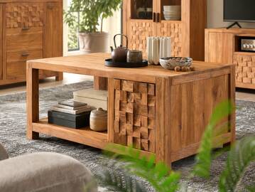KAIRO Couchtisch, Material Massivholz, Akazie massiv honigfarbig