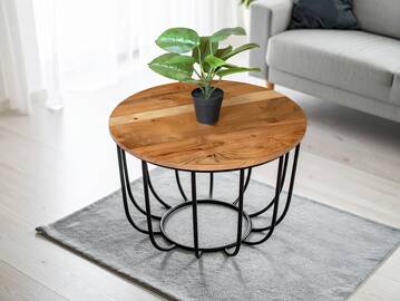 LINZ Couchtisch, Material Massivholz/Metall, Ion Base/Akazie 