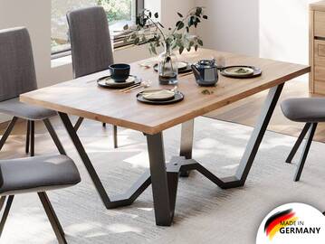 MARYLAND Massivholztisch mit Gestell SPINNE, Material Eiche/Metallgestell