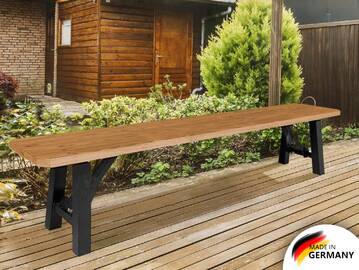 TEGERNSEE Gartenbank - klappbar, rustikale Altholzoptik, Material Massivholz/Metall, Thermo-Fichte