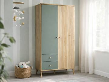 WILMONA Kleiderschrank, Material Spanplatte, Mauvella Eiche Nachbildung/salbeifarbig 
