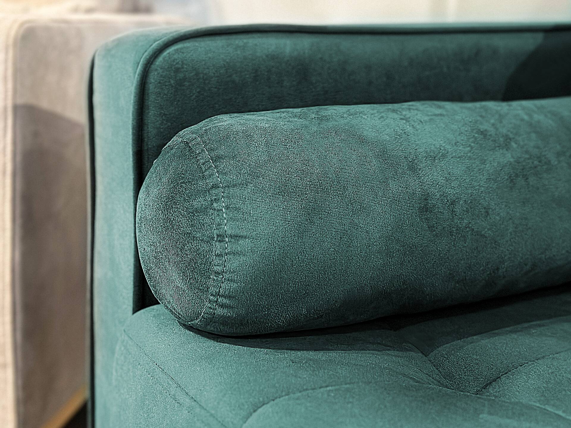 GLAMMI 3-Sitzer Sofa mit Samtbezug, Füße Buche massiv Dunkelgrün