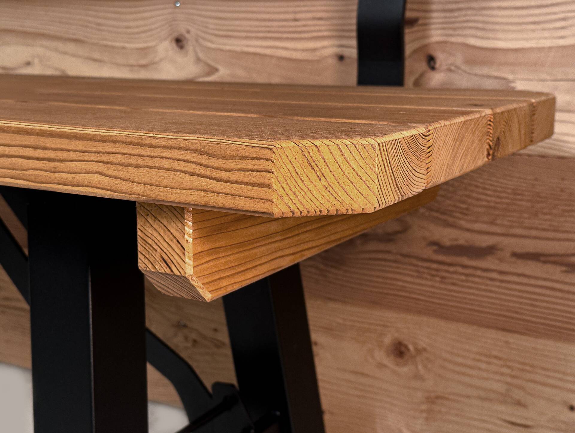 AMMERSEE Gartengarnitur - höhenverstellbar, rustikale Altholzoptik, Material Massivholz/Metall, Thermo-Fichte 200 x 60 cm | Außenbereich | mit/ohne Rückenlehne