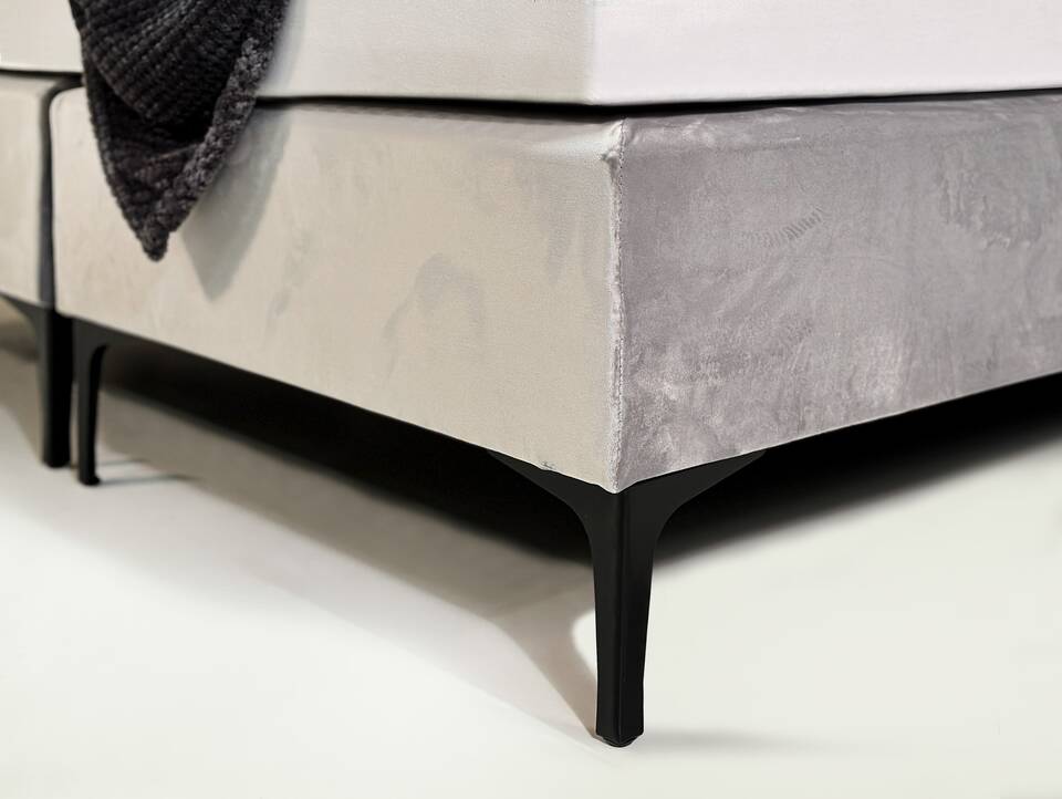 GILMORE Boxspringbett, Härtegrad 3, Bezug Stoff grau 