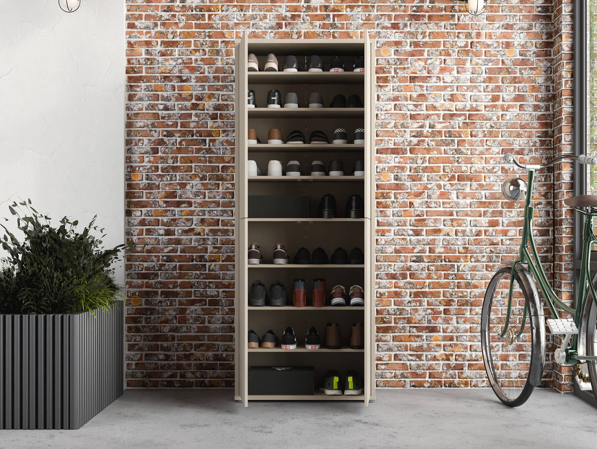 ADIAGO 4trg. Schuh-/Mehrzweckschrank, Material Dekorspanplatte Sand