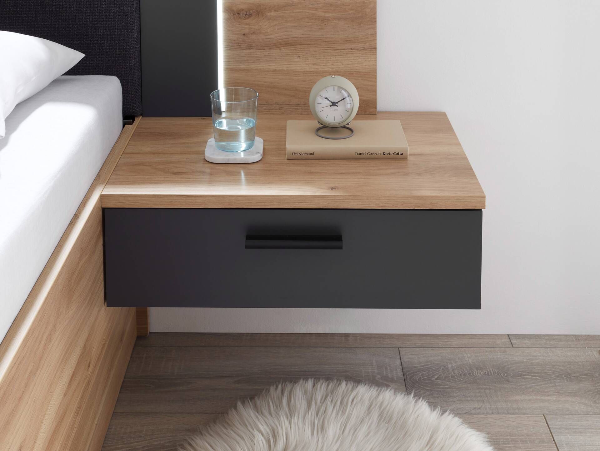 AUCKLAND Bettanlage 180x200 cm Maruvella Oak/Graphit 