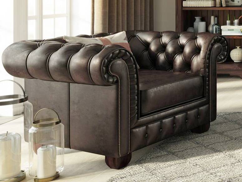 CHESTERFIELD Echtleder Sessel BRADFORD, antikbraun 