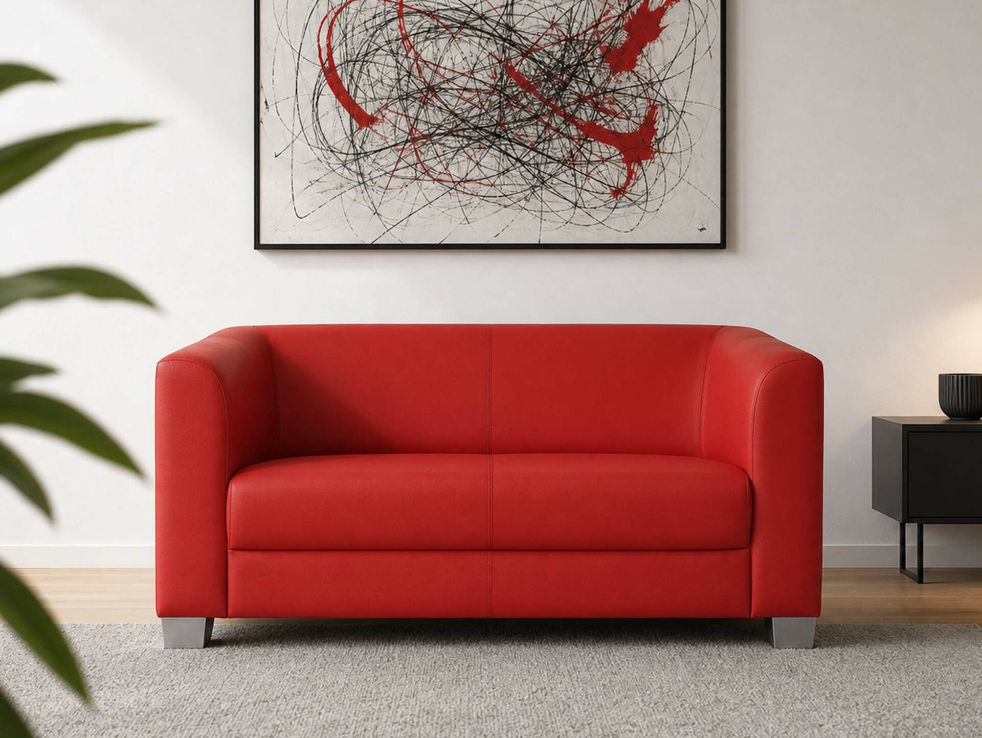 CHICAGO 2-Sitzer Sofa, Material Kunstleder rot