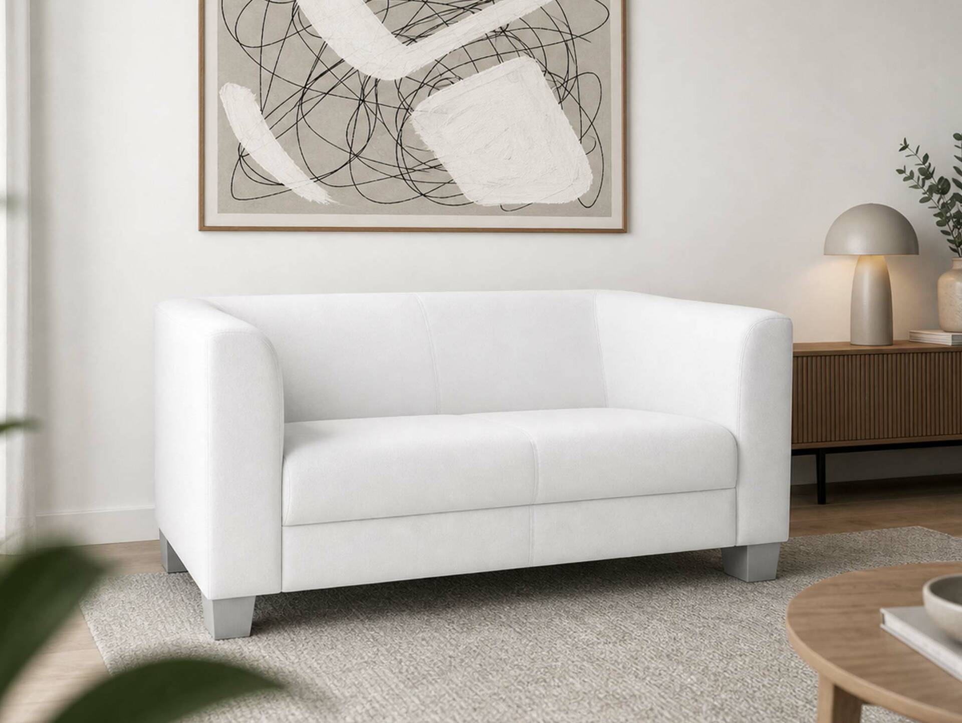 CHICAGO 2-Sitzer Sofa, Material Kunstleder weiss