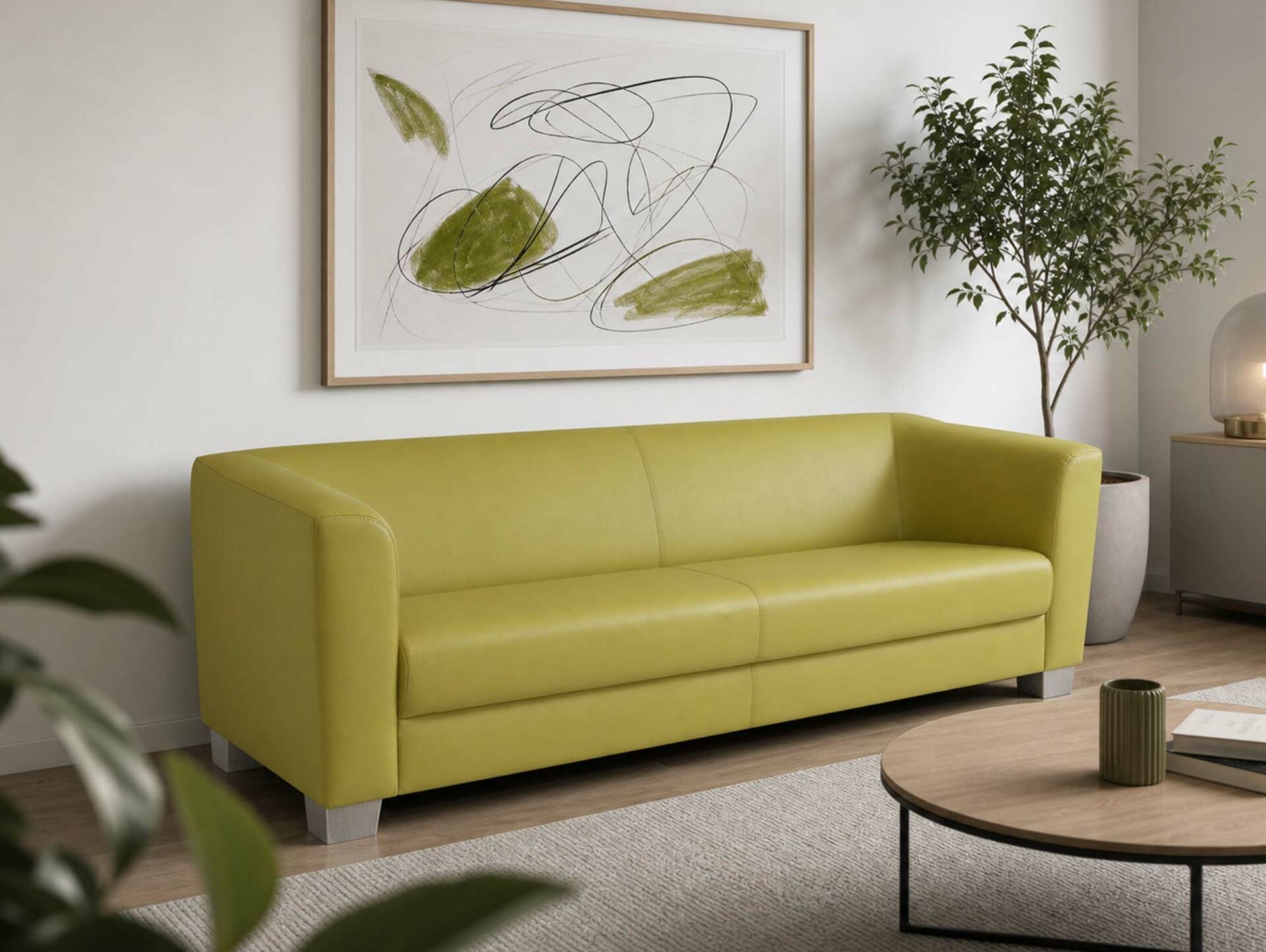 CHICAGO 3-Sitzer Sofa, Material Kunstleder grün