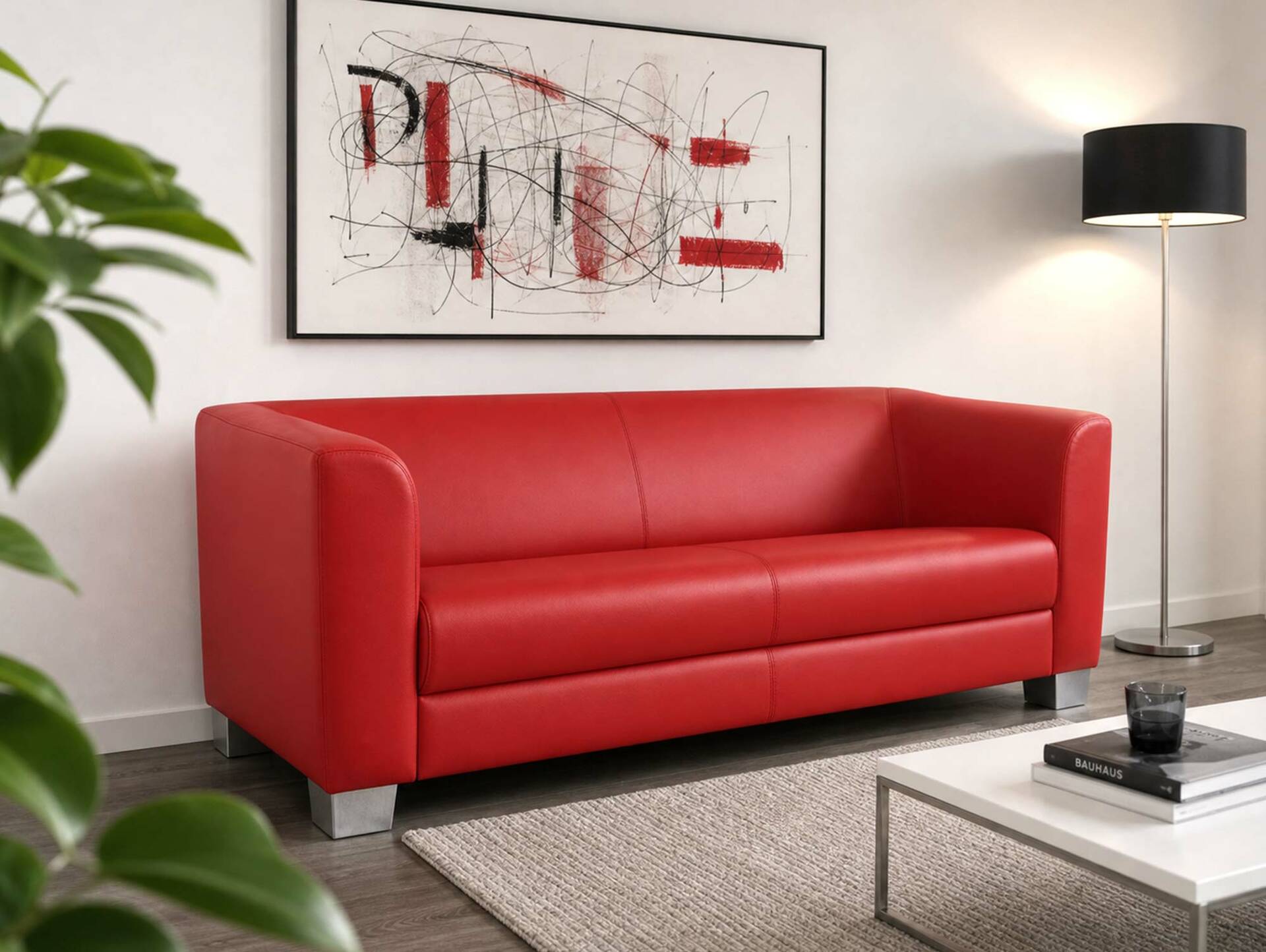 CHICAGO 3-Sitzer Sofa, Material Kunstleder rot