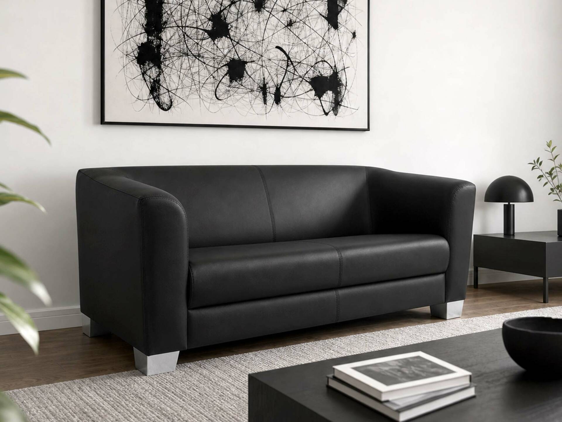 CHICAGO 3-Sitzer Sofa, Material Kunstleder schwarz