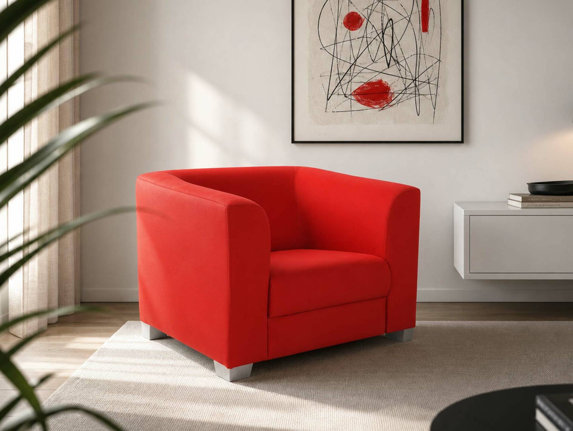 CHICAGO Sessel/Cocktailsessel, Material Kunstleder rot
